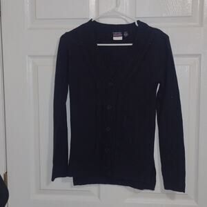 𝅺Nautica school uniform navy blue girls cardigan button down size large 12/14